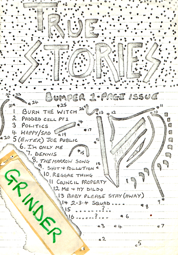 Grinder - True Stories - One Page Set List Flyer