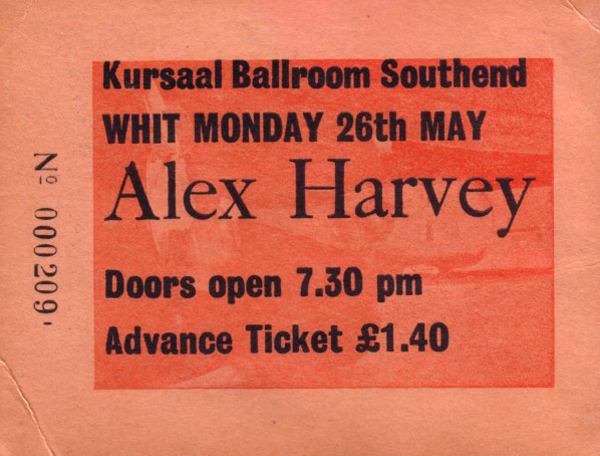 Sensational Alex Harvey Band - Live at The Kursaal Ballroom - 26.05.75 - Ticket