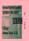 10CC - Live at The Kursaal Ballroom - 29.03.75 - Ticket