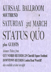 Status Quo - Live at The Kursaal Ballroom - 03.03.73 - Flyer