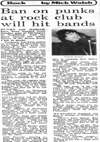 Ban on punks at rock club will hit bands - Echo - 05.11.79