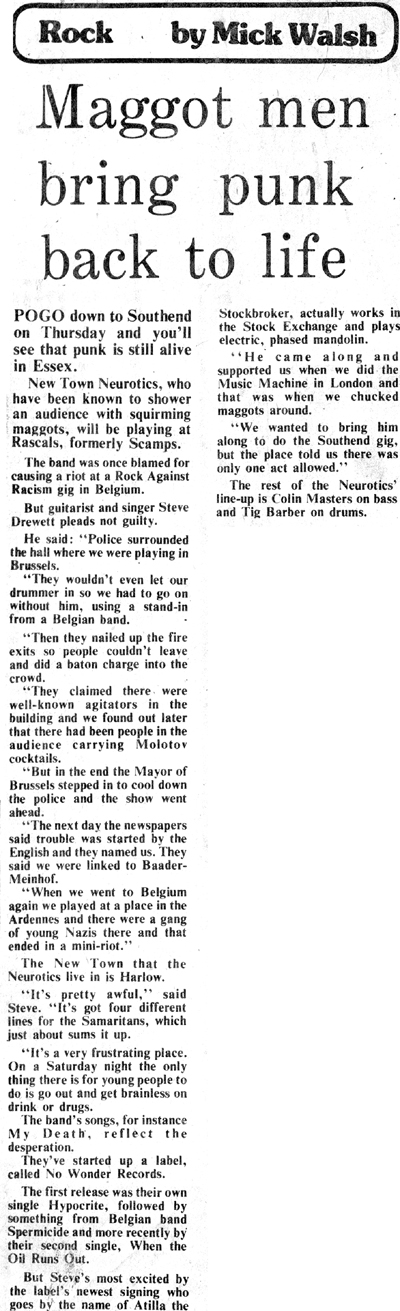 Maggot men bring punk back to life - Echo - 19.01.81