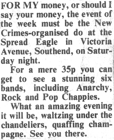 New Crimes gig - Echo - 30.11.81