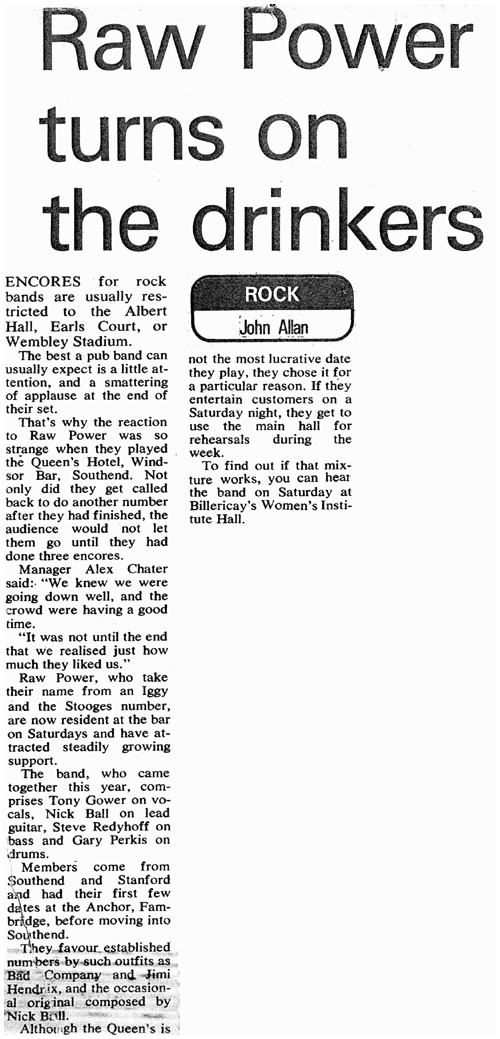 'Raw Power' Feature #1 - Evening Echo, Monday June 23rd 1975