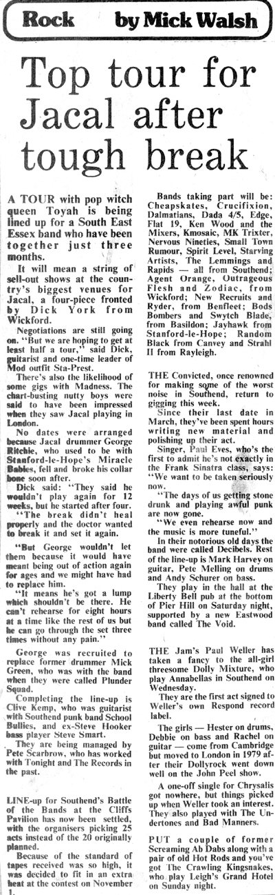 Top tour for Jacal after tough break - Echo - 29.09.81