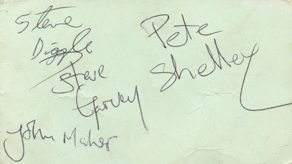 The Buzzcocks / The Slits - Live at The Chancellor Hall, Chelmsford - 12.03.78 - Ticket (Back - Autographed)