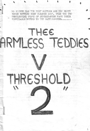 Thee Armless Teddies vs Threshold Football Match #2 (About three weeks later) - Program Cover