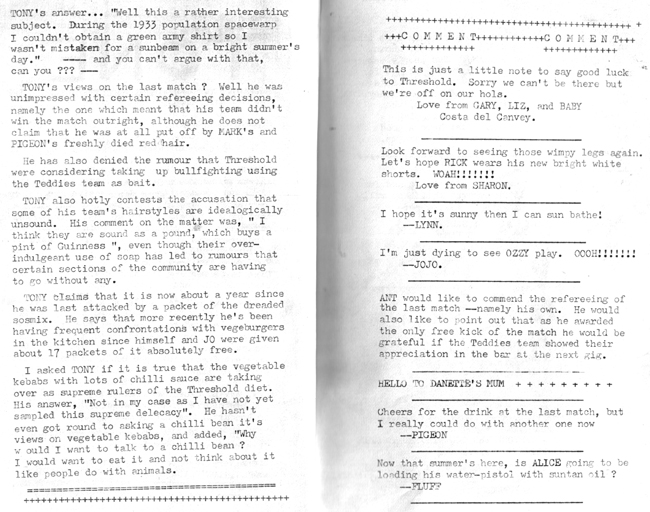 Thee Armless Teddies vs Threshold Football Match #2 (About three weeks later) - Program - Pages