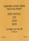 Deeno's Marvels - Live at Lindisfarne Catholic Centre - May 30th 1978 - Ticket
