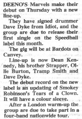 Deeno's Marvels - Evening Echo Newspaper Clipping