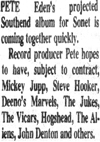 Peter Eden's Southend Rock album - Local Newspaper Clipping
