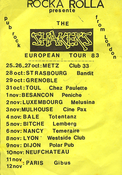 The Shakers -  European Tour - 1983 - Flyer