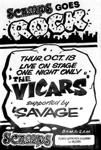 The Vicars - Live at Scamps, 18.10.79 - Poster
