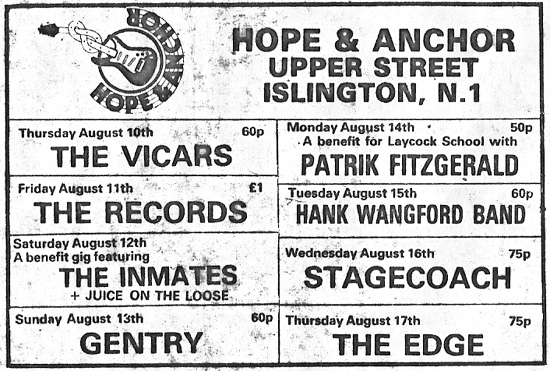The Vicars - Live at The Hope and Anchor - NME Advert